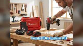 SHJPAI 20V Brushless Drill 60Nm Torque Lightweight Power